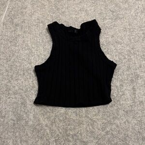 SHEIN Black Ribbed Crop Top